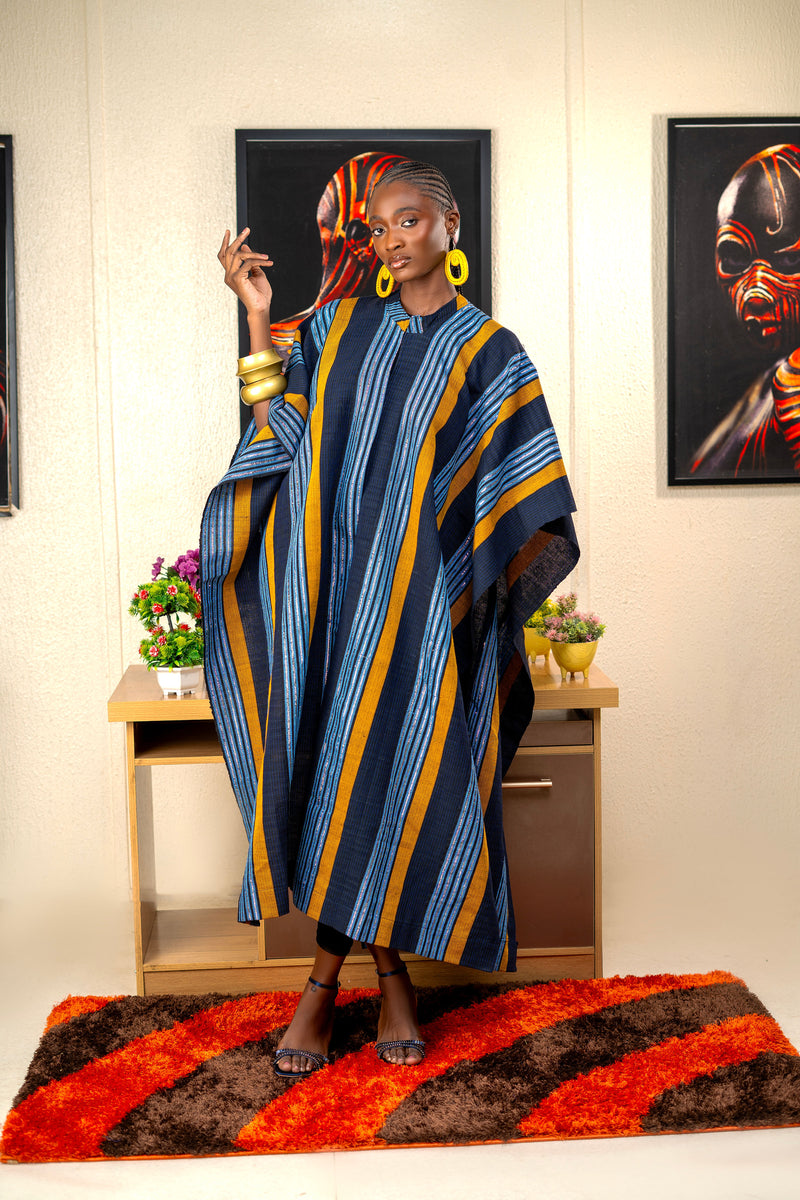 Aso Oke Kimono-Blue