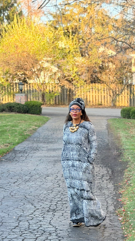 Adire Long Sleeve Dress