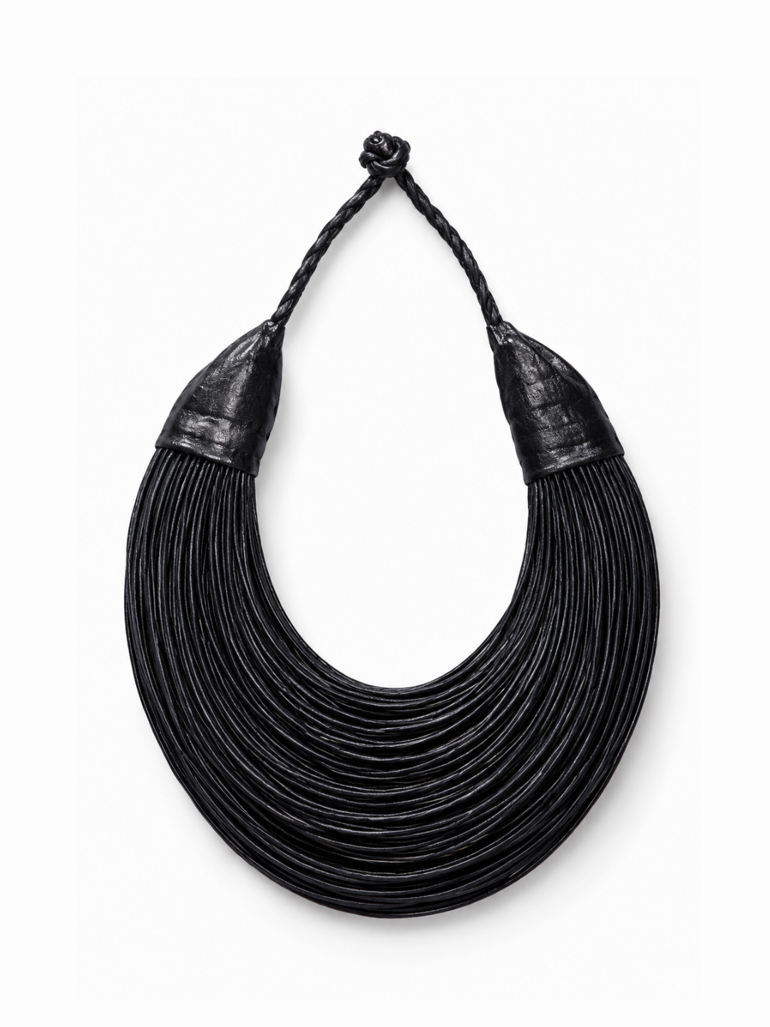 Aziza Genuine Leather Multi Strand Statement Necklace