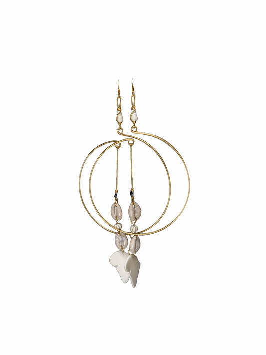 Cowry Na Kiafrika Statement Earring